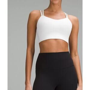 Lululemon Like a Cloud Ribbed Longline Bra Women White Light Support S B/C Cup